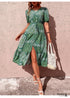 Vestido midi bohemio verde estampado para mujer Eliza